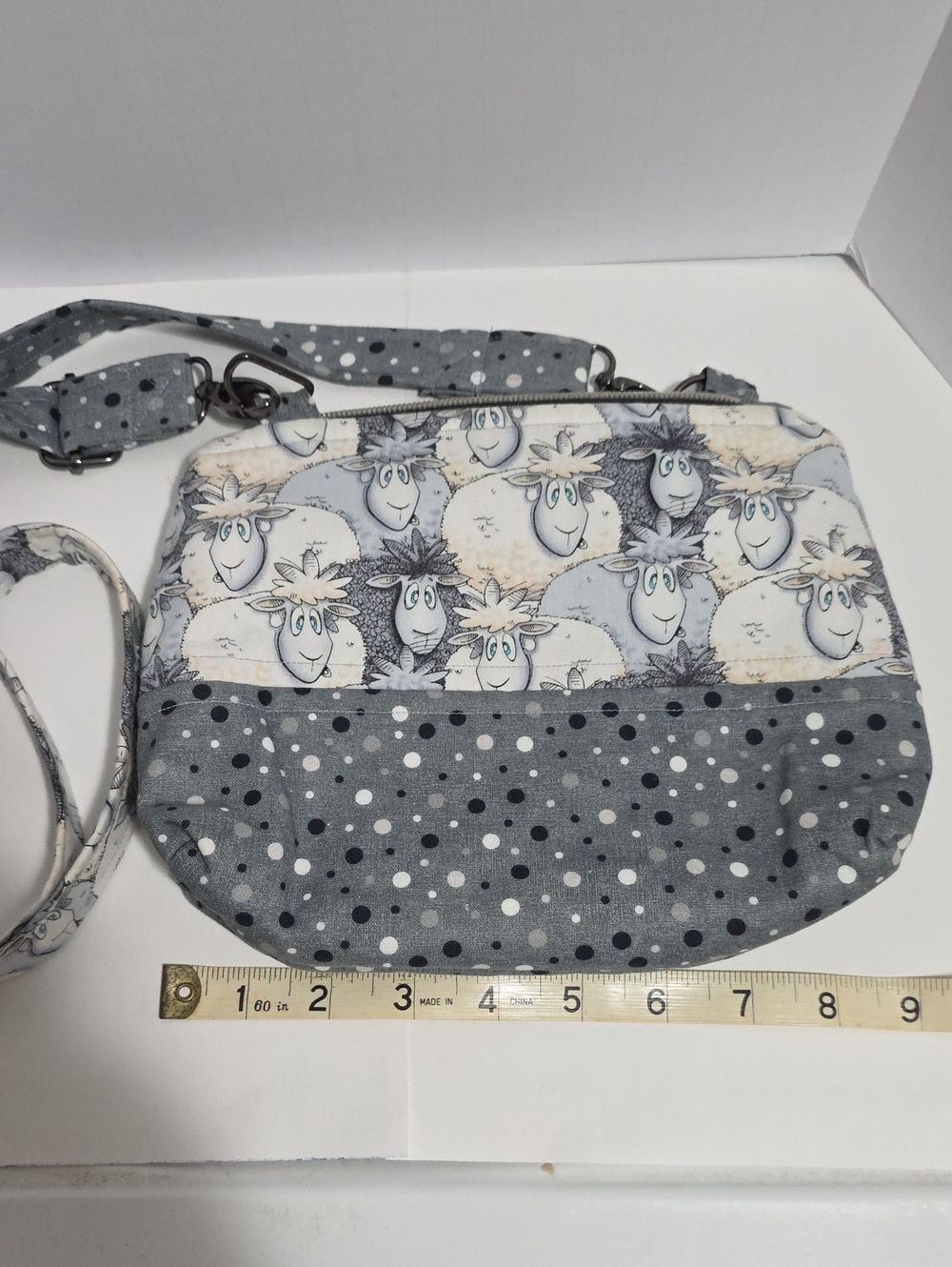 Gray Sheep Print Crossbody Bag